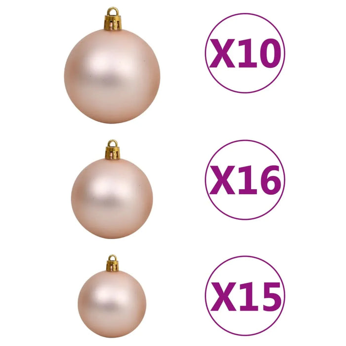 Artificial Pre-lit Christmas Tree in Green with Rose Ball Set 240cm - Little and Giant Explorers vidaXL