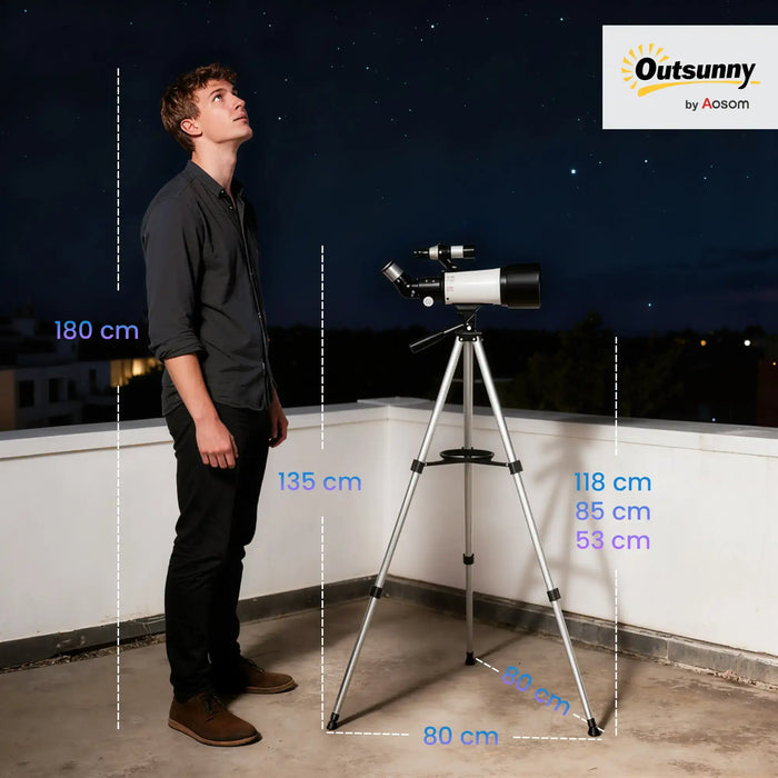 Astronomical Telescope – 70mm Beginner Refractor | Dual Eyepieces and Finder Scope OUTSUNNY - Little and Giant Explorers Outsunny