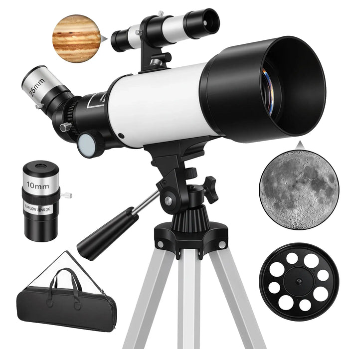 Astronomical Telescope – 70mm Beginner Refractor | Dual Eyepieces and Finder Scope OUTSUNNY - Little and Giant Explorers Outsunny