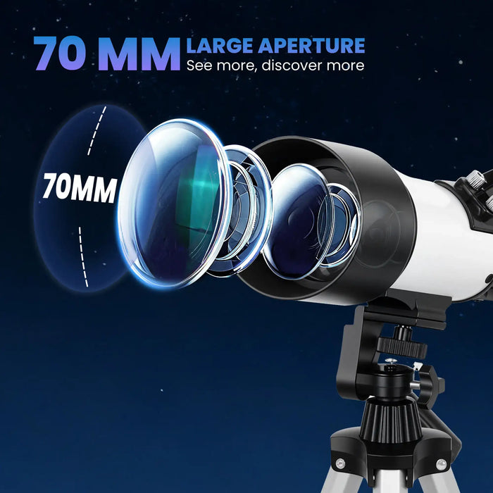 Astronomical Telescope – 70mm Beginner Refractor | Dual Eyepieces and Finder Scope OUTSUNNY - Little and Giant Explorers Outsunny