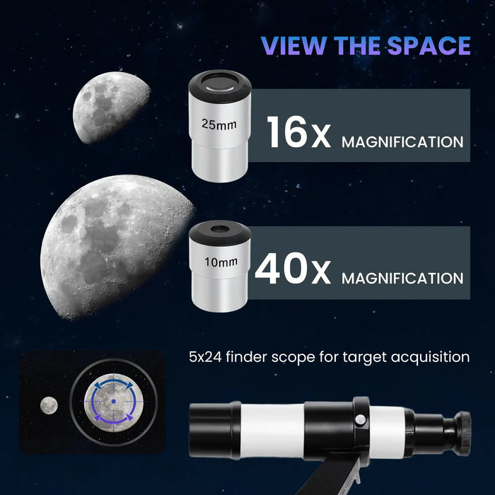 Astronomical Telescope – 80mm Refractor | Beginner Stargazing Scope with Tripod OUTSUNNY - Little and Giant Explorers Outsunny