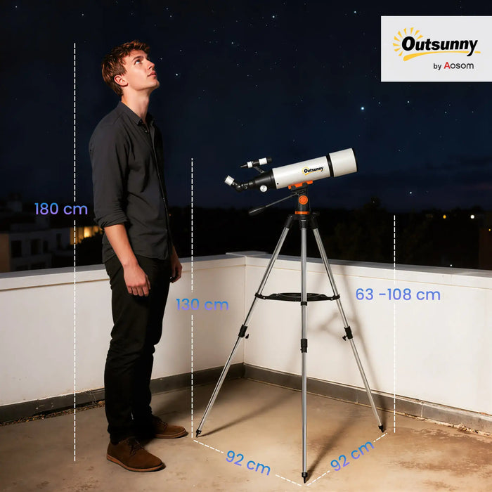 Astronomical Telescope – 80mm Refractor | Beginner Stargazing Scope with Tripod OUTSUNNY - Little and Giant Explorers Outsunny