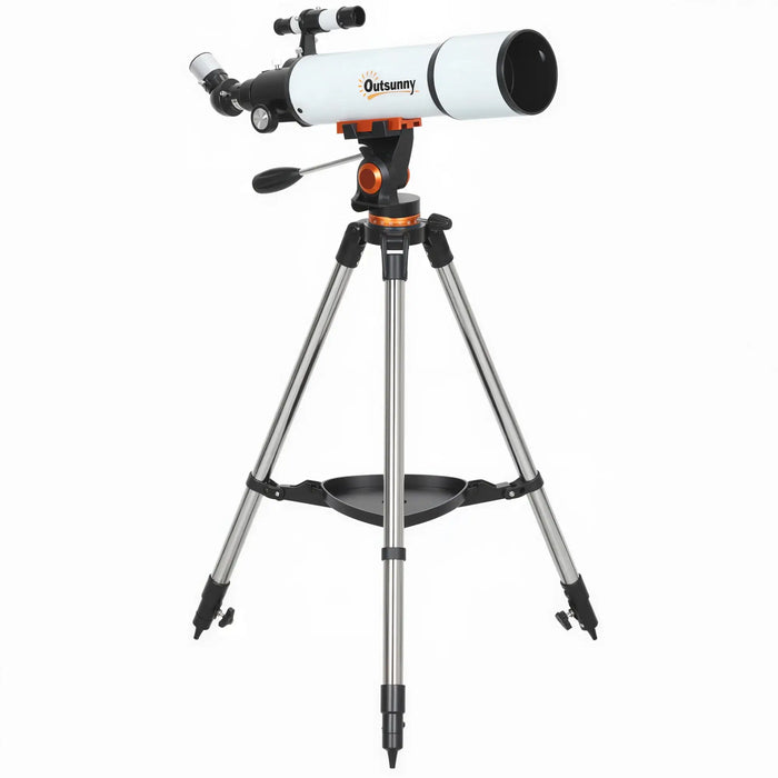 Astronomical Telescope – 80mm Refractor | Beginner Stargazing Scope with Tripod OUTSUNNY - Little and Giant Explorers Outsunny
