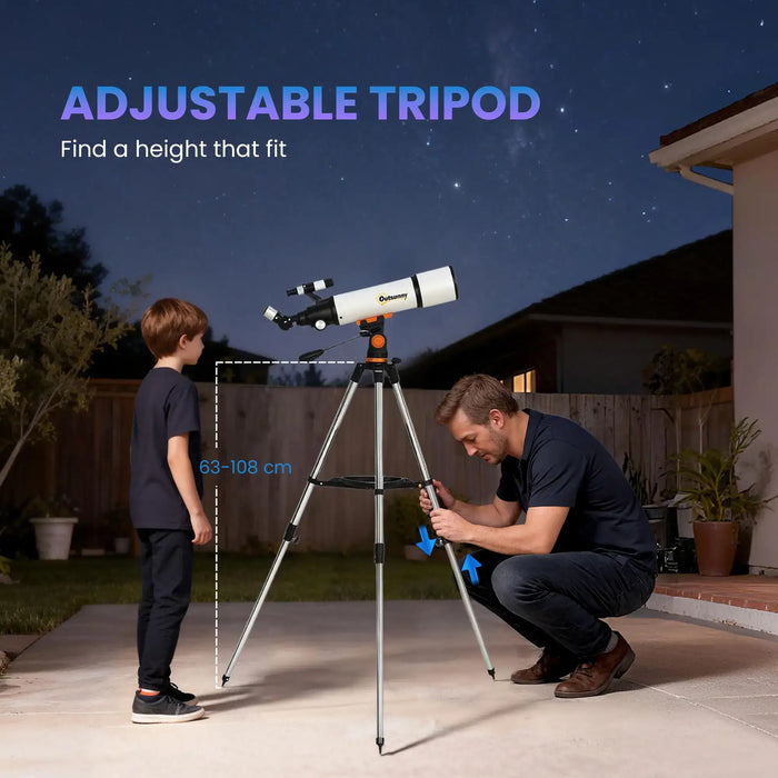 Astronomical Telescope – 80mm Refractor | Beginner Stargazing Scope with Tripod OUTSUNNY - Little and Giant Explorers Outsunny