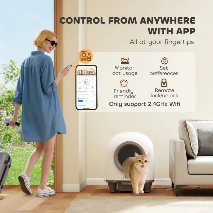 Automatic Cat Litter Box | Self-Cleaning Electric Litter Tray with App Control PAWHUT - Little and Giant Explorers PawHut
