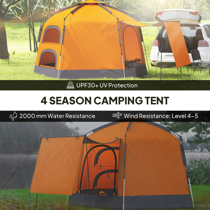 Automatic Pop Up Camping Tent in Orange (2 - 4 persons) - Little and Giant Explorers Outsunny