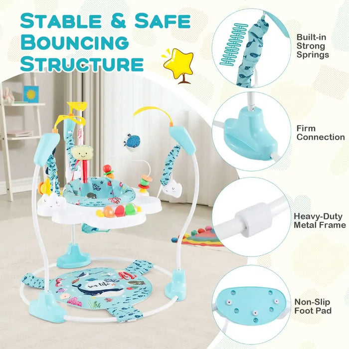 Baby Activity Spinner – 360° Rotating Seat | Adjustable Heights, Interactive Toys and Music Tray COSTWAY - Little and Giant Explorers Costway