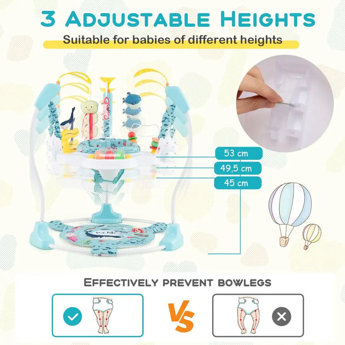 Baby Activity Spinner – 360° Rotating Seat | Adjustable Heights, Interactive Toys and Music Tray COSTWAY - Little and Giant Explorers Costway