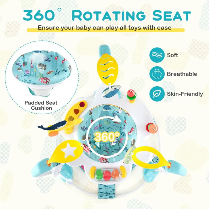 Baby Activity Spinner – 360° Rotating Seat | Adjustable Heights, Interactive Toys and Music Tray COSTWAY - Little and Giant Explorers Costway