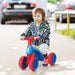 Baby Balance Bike - Blue, Red and Yellow | 4-Wheel Toddler Ride-On and Toy Bin HOMCOM - Little and Giant Explorers HOMCOM