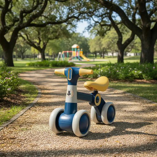 Baby Balance Bike for Toddlers – Dark Blue | 4-Wheel Design - 135° Steering Limit COSTWAY - Little and Giant Explorers Costway