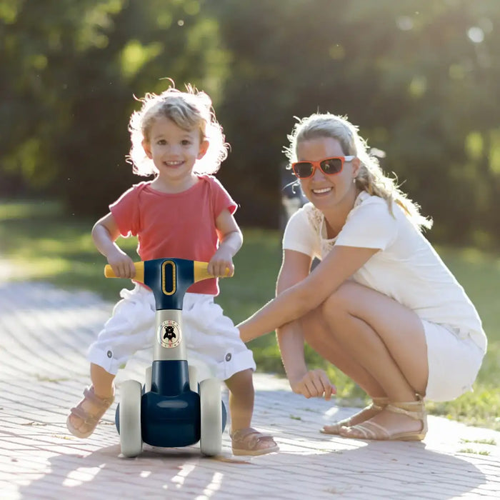 Baby Balance Bike for Toddlers – Dark Blue | 4-Wheel Design - 135° Steering Limit COSTWAY - Little and Giant Explorers Costway