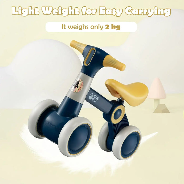 Baby Balance Bike for Toddlers – Dark Blue | 4-Wheel Design - 135° Steering Limit COSTWAY - Little and Giant Explorers Costway