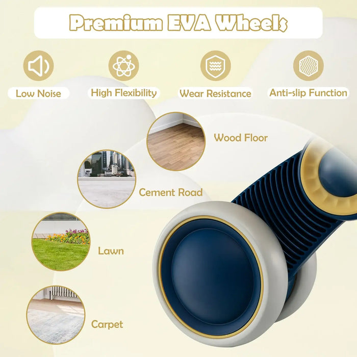 Baby Balance Bike for Toddlers – Dark Blue | 4-Wheel Design - 135° Steering Limit COSTWAY - Little and Giant Explorers Costway