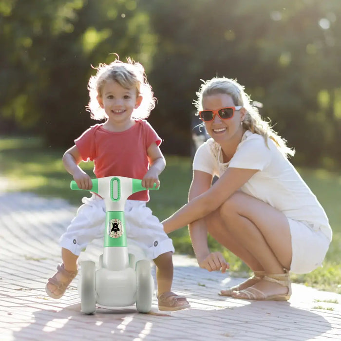 Baby Balance Bike for Toddlers – Green | 4-Wheel Design - 135° Steering Limit COSTWAY - Little and Giant Explorers Costway