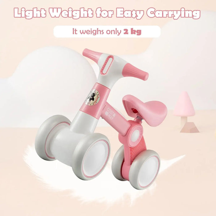 Baby Balance Bike for Toddlers – Pink | 4-Wheel Design - 135° Steering Limit COSTWAY - Little and Giant Explorers Costway