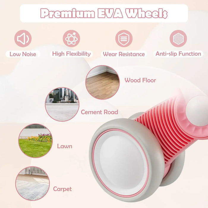 Baby Balance Bike for Toddlers – Pink | 4-Wheel Design - 135° Steering Limit COSTWAY - Little and Giant Explorers Costway