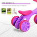 Violet and fuchsia baby balance bike with four rubber wheels and toy bin from Homcom