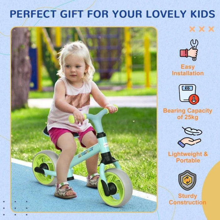 Baby Balance Bike with Adjustable Seat and Puncture-Free EVA Wheels in Blue - Little and Giant Explorers AIYAPLAY