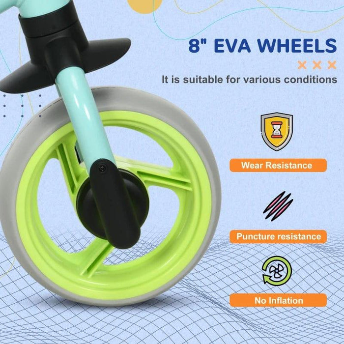 Baby Balance Bike with Adjustable Seat and Puncture-Free EVA Wheels in Blue - Little and Giant Explorers AIYAPLAY