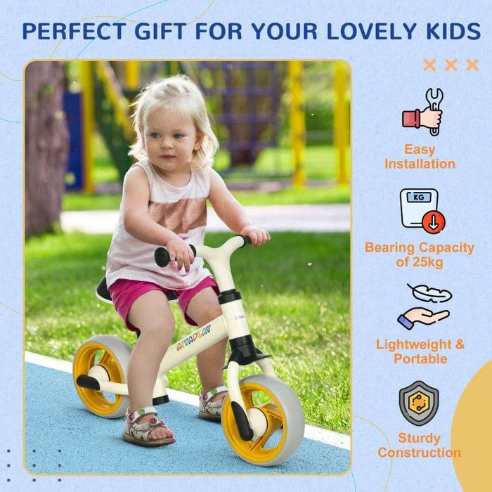 Baby Balance Bike with Adjustable Seat and Puncture-Free EVA Wheels in Orange - Little and Giant Explorers AIYAPLAY