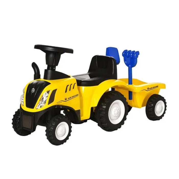 Baby Ride-On Tractor Walker and Stroller – Yellow | Foot-to-Floor Car with Fork and Shovel HOMCOM - Little and Giant Explorers HOMCOM