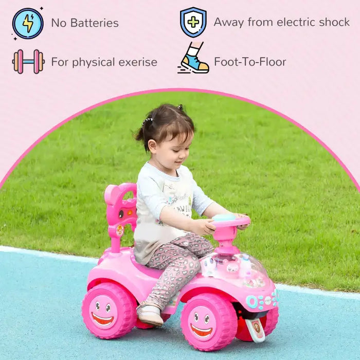 Baby Sliding Car – Pink | Toddler Ride-On - Foot-to-Floor Push Car with Lights AIYAPLAY - Little and Giant Explorers AIYAPLAY