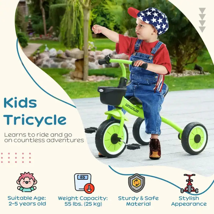 Baby Trike – Green Toddler Tricycle | Adjustable Seat, Basket and Bell AIYAPLAY - Little and Giant Explorers AIYAPLAY