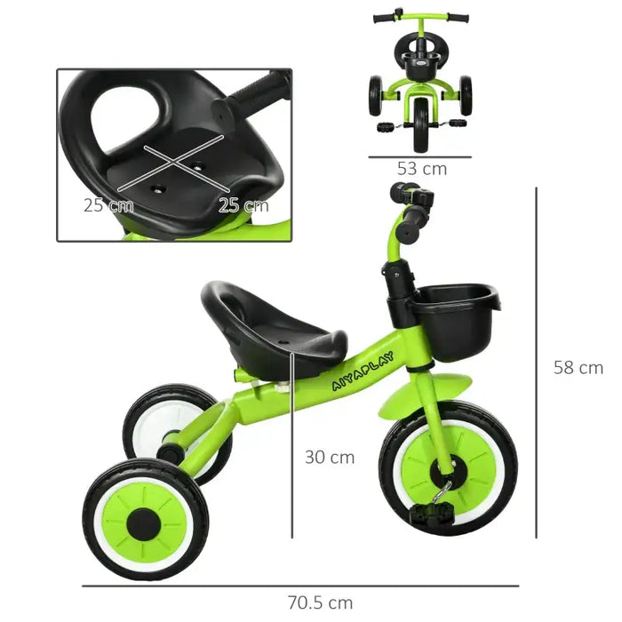Baby Trike – Green Toddler Tricycle | Adjustable Seat, Basket and Bell AIYAPLAY - Little and Giant Explorers AIYAPLAY