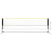 Adjustable height badminton net with steel frame and multi-sport design on white background