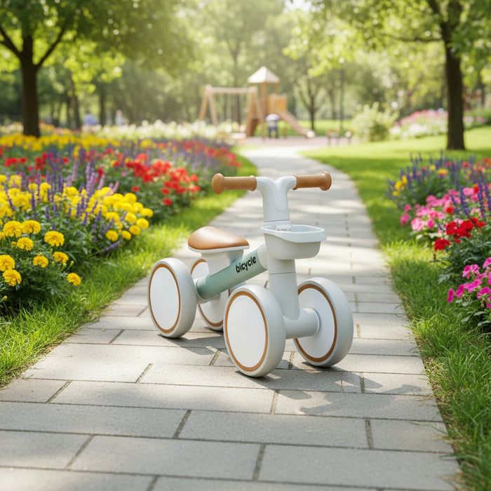 Kids Balance Bike with Adjustable Seat and Silent Wheels in Green - Little and Giant Explorers AIYAPLAY