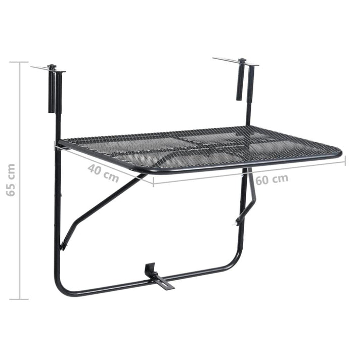 Balcony Table in Black Steel - Little and Giant Explorers vidaXL