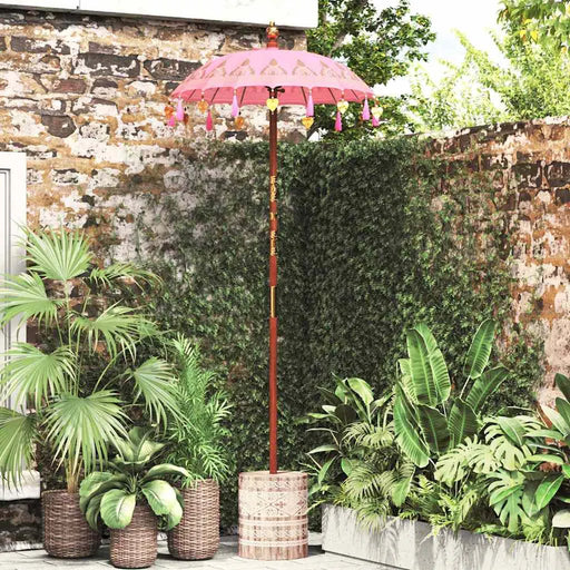 Balinese Garden Patio Umbrella with Base - Pink and Brown | 250cm - Frame UV-Resistant VIDAXL - Little and Giant Explorers vidaXL