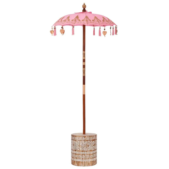 Balinese Garden Patio Umbrella with Base - Pink and Brown | 250cm - Frame UV-Resistant VIDAXL - Little and Giant Explorers vidaXL