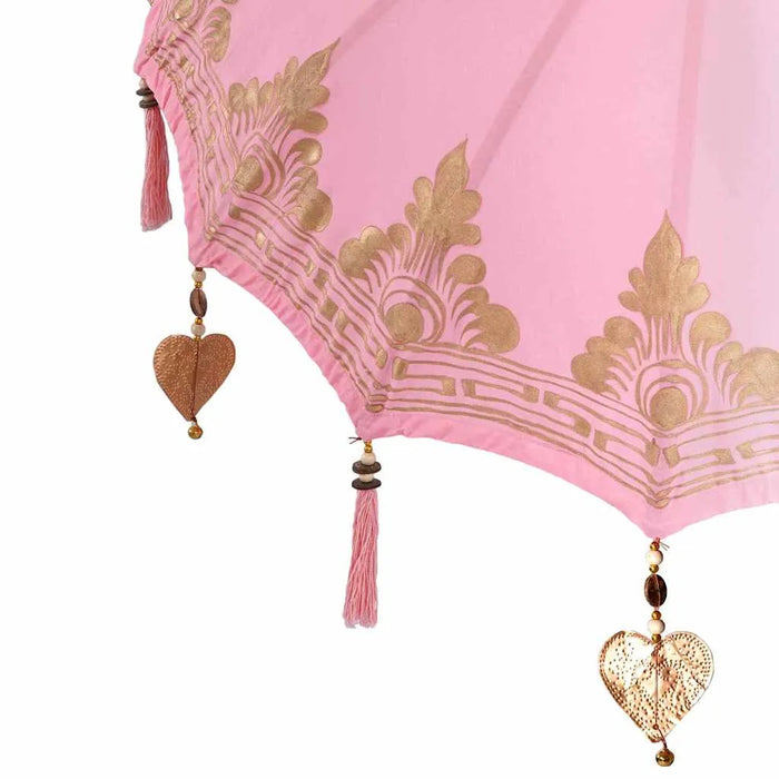 Balinese Garden Patio Umbrella with Base - Pink and Brown | 250cm - Frame UV-Resistant VIDAXL - Little and Giant Explorers vidaXL