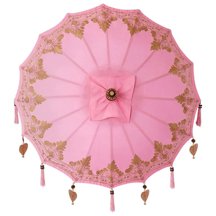 Balinese Garden Patio Umbrella with Base - Pink and Brown | 250cm - Frame UV-Resistant VIDAXL - Little and Giant Explorers vidaXL