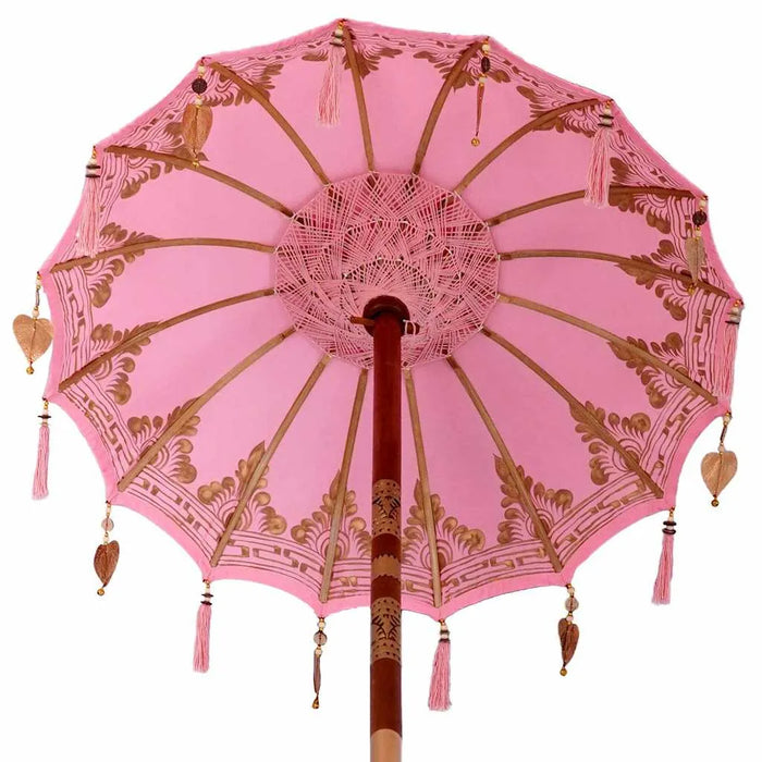 Balinese Garden Patio Umbrella with Base - Pink and Brown | 250cm - Frame UV-Resistant VIDAXL - Little and Giant Explorers vidaXL