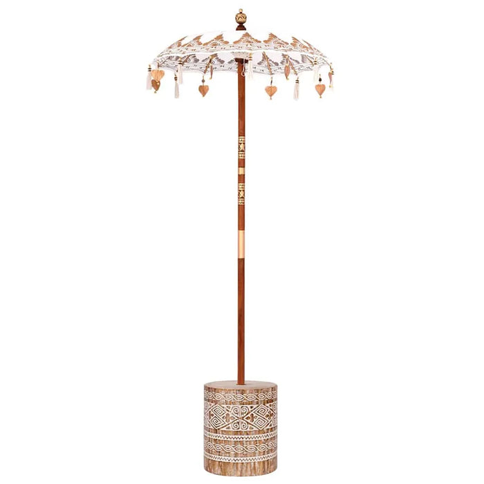 Balinese Parasol - Cream | 95-100cm - Cotton Canopy Solid Wood Frame with Base VIDAXL - Little and Giant Explorers vidaXL