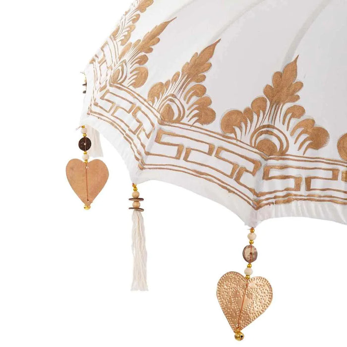 Balinese Parasol - Cream | 95-100cm - Cotton Canopy Solid Wood Frame with Base VIDAXL - Little and Giant Explorers vidaXL