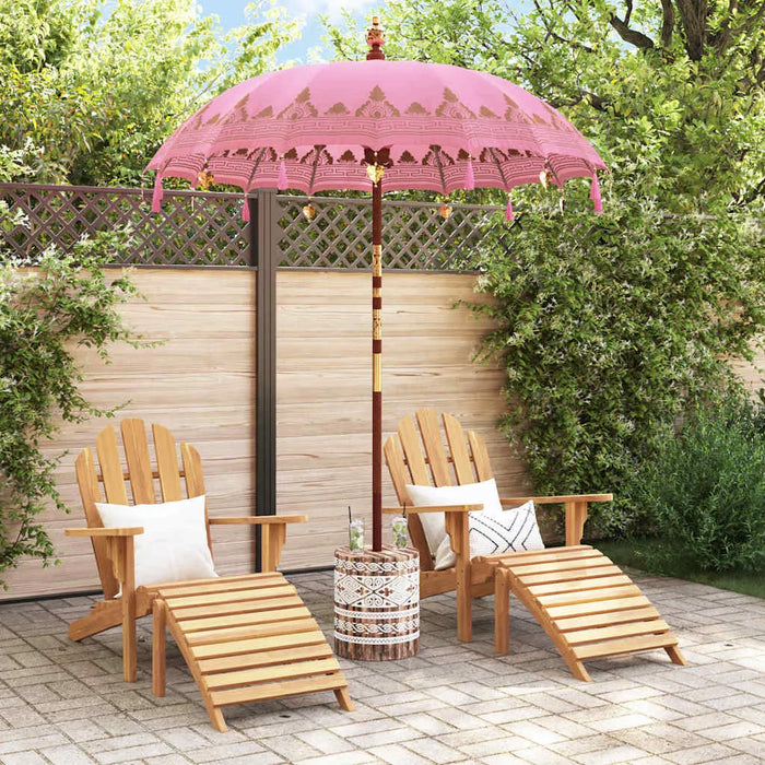 Balinese Parasol - Pink | 180-190cm - Cotton Canopy Solid Wood Frame with Base VIDAXL - Little and Giant Explorers vidaXL