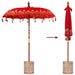 Balinese Parasol - Red | 180-190cm - Cotton Canopy Solid Wood Frame with Base VIDAXL - Little and Giant Explorers vidaXL