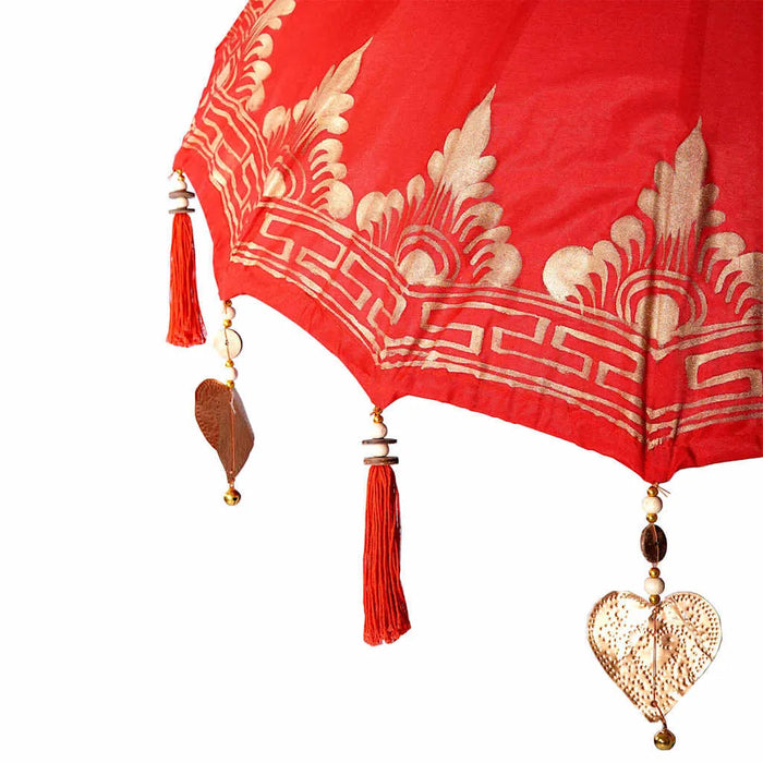 Balinese Parasol with Base - Red and Brown | 250cm - Wooden Frame UV-Resistant VIDAXL - Little and Giant Explorers vidaXL