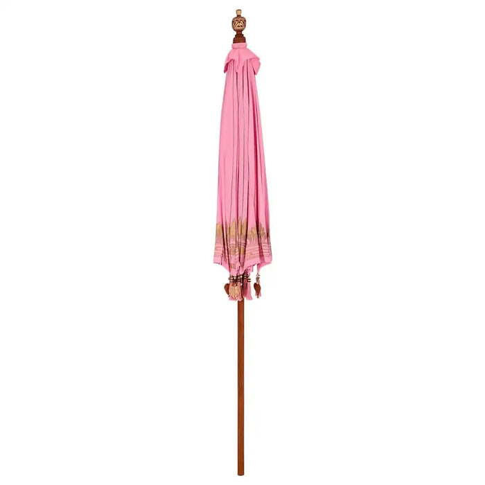 Balinese Patio Umbrella – Pink Cotton and Wood | 215cm Canopy - Handmade Boho Style VIDAXL - Little and Giant Explorers vidaXL
