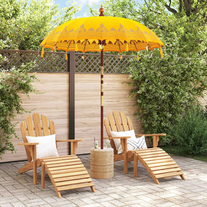 Balinese Patio Umbrella – Yellow | Cotton Canopy with Wooden Frame VIDAXL - Little and Giant Explorers vidaXL