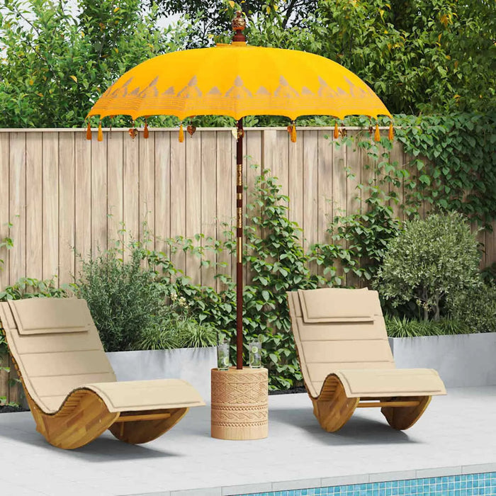 Balinese Patio Umbrella – Yellow | Cotton Canopy with Wooden Frame VIDAXL - Little and Giant Explorers vidaXL