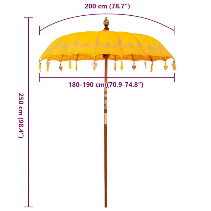 Balinese Patio Umbrella – Yellow | Cotton Canopy with Wooden Frame VIDAXL - Little and Giant Explorers vidaXL