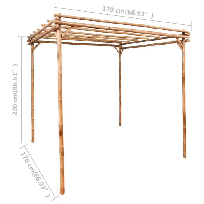 Natural bamboo pergola frame 170x170x220cm for climbing plants, garden structure