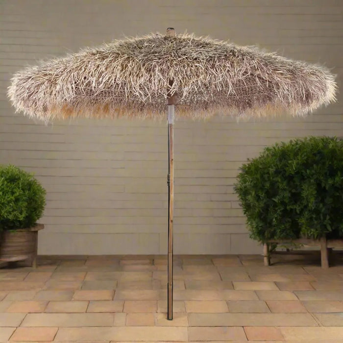 Bamboo Parasol with Banana Leaf Roof Ø210cm - Little and Giant Explorers vidaXL