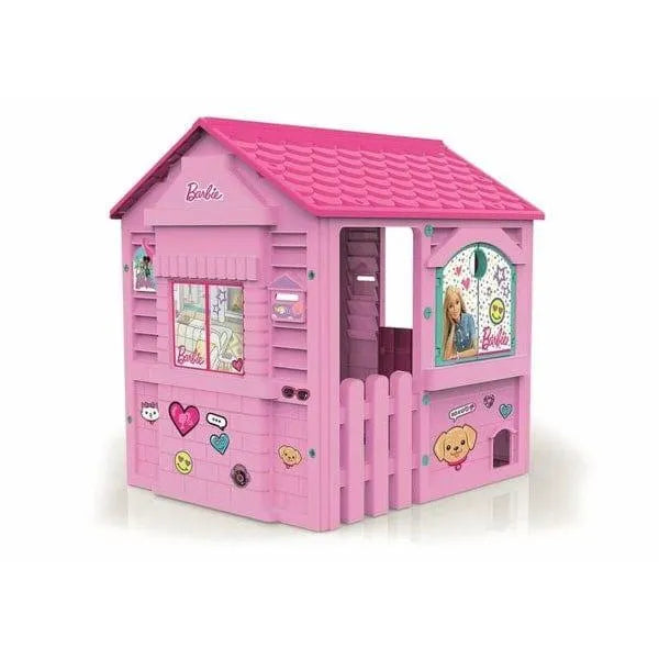 Barbie pink dream holiday playhouse with stickers, fence, and window, for indoor and outdoor use