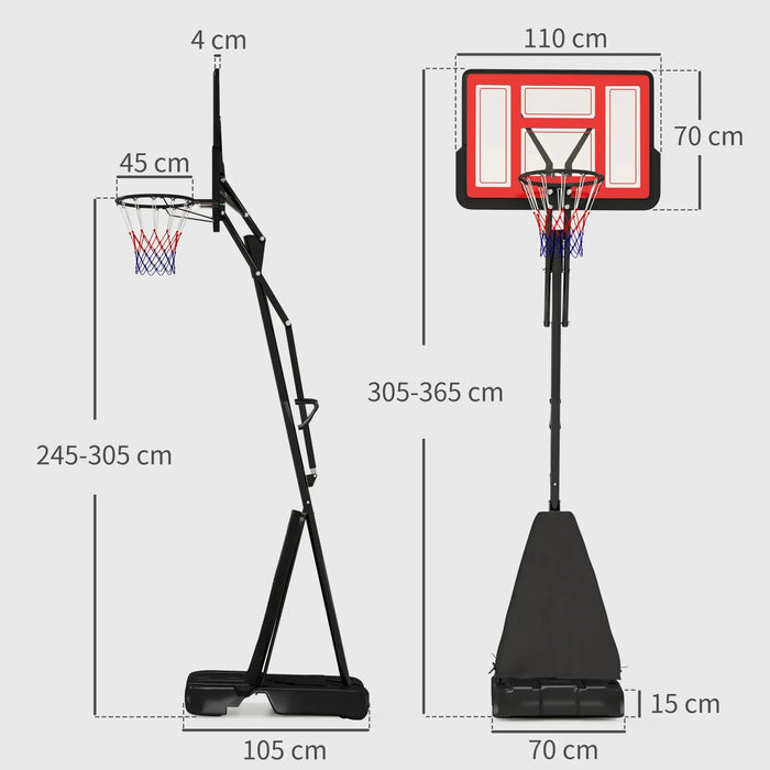 Basketball Hoop and Stand in Red | 2.45 - 3.05m - Little and Giant Explorers SPORTNOW